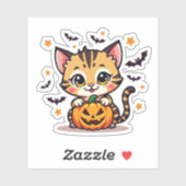 Glimlachende Kawaii Bengaalse Kitten – Trick or Tr Sticker (Vel)