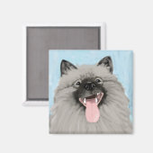 Glimlachende Keeshond Magneet (Voorkant / Achterkant)