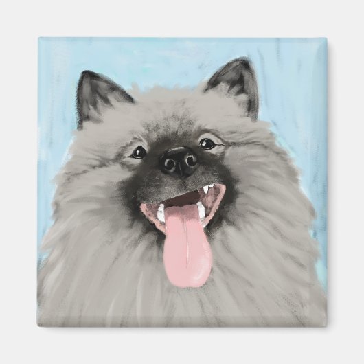 Glimlachende Keeshond Magneet (Voorkant)