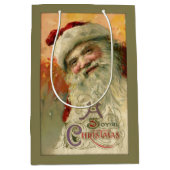  glimlachende kerstman gepersonaliseerd medium cadeauzakje (Voorkant)