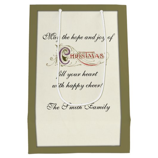  glimlachende kerstman gepersonaliseerd medium cadeauzakje (Achterkant)