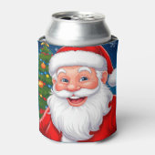 Glimlachende kerstman in rood Pet Blikjeskoeler (Blikje Voorkant)