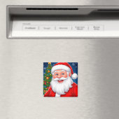 Glimlachende kerstman in rood Pet Magneet (Insitu (Vaatwasser))