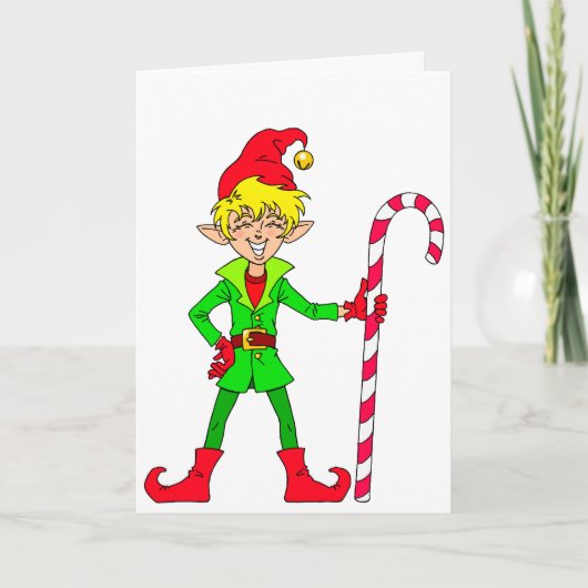 Glimlachende Kerstmis Elf Feestdagen Kaart (Voorkant)