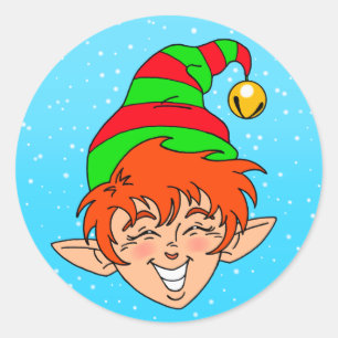 Glimlachende Kerstmis Elf Ronde Sticker