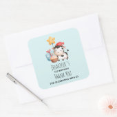 glimlachende Koe Cute Schattig Birthday Dank je Vierkante Sticker (Envelop)