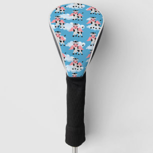 Glimlachende Koe Roze Vleugels Vliegend Dier Grapp Golfheadcover