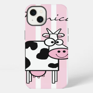 Glimlachende Koe Vrouwelijk Dierprint Monogram iPhone 13 Hoesje