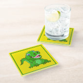 Glimlachende krokodil Cartoon-64836 Glazen Onderzetter (Schuin)