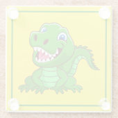 Glimlachende krokodil Cartoon-64836 Glazen Onderzetter (Achterkant)