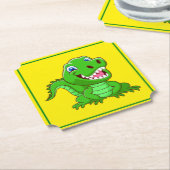 Glimlachende krokodil Cartoon-64836 Kartonnen Onderzetters (Gekanteld)