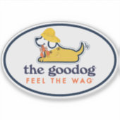 Glimlachende Kwispelende Lobstah Pup Gele Regenjas Sticker (Voorkant)