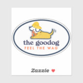Glimlachende Kwispelende Lobstah Pup Gele Regenjas Sticker (Vel)