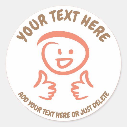 Glimlachende / lachende emoji gezicht duimen omhoo ronde sticker (Voorkant)