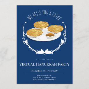 Glimlachende latkes blauw wit virtuele Chanoeka pa Kaart