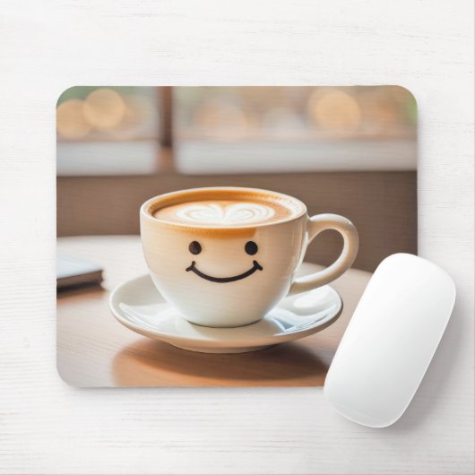 Glimlachende Latte Bij Zonnig Raam Muismat (Met muis)