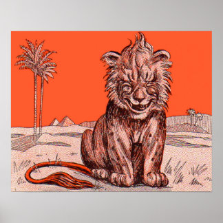 glimlachende leeuw poster