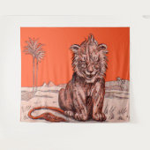 glimlachende leeuw wandkleed (Voorkant (horizontaal))