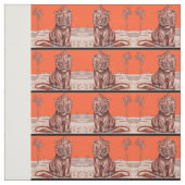 glimlachende leeuwdruk stof (Swatch)