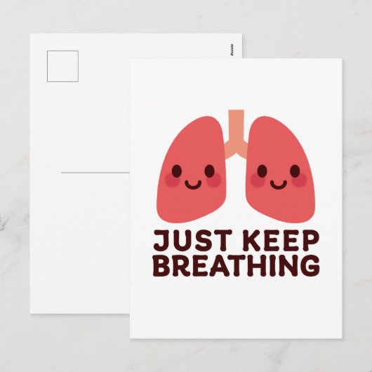 Glimlachende longen - "Blijf ademen" Schattigee an Feestdagenkaart (Voorkant / Achterkant)