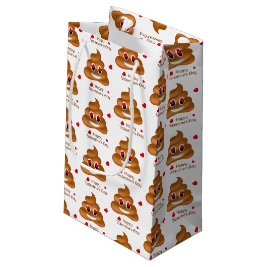 Glimlachende Love Poop Emoji Valentijnsdag Gift Ba Klein Cadeauzakje (Achterkant Gekanteld)