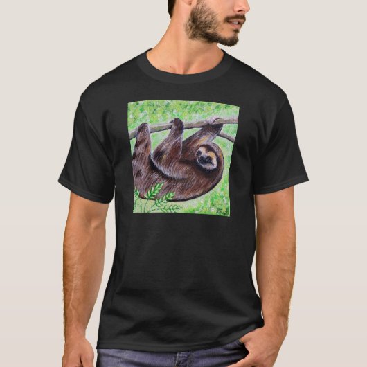 Glimlachende Luiaard Schilderij T-shirt (Voorkant)