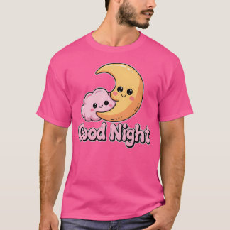 Glimlachende maan en wolk Gezegde goede nacht T-shirt