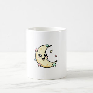 Glimlachende Maan – Schattige Kawaii Illustratie Koffiemok