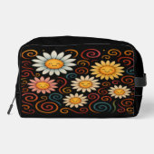 Glimlachende madeliefjes en wervelingen cosmetisch toilettasje (Achterkant)