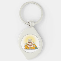 Glimlachende Maitreya Buddha Metal Sleutelhanger