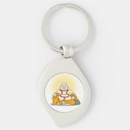 Glimlachende Maitreya Buddha Metal Sleutelhanger (Voorkant)