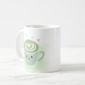 Glimlachende Matcha Latte Hart Mok (Voorkant links)