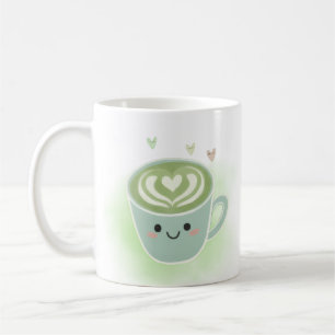 Glimlachende Matcha Latte Hart Mok