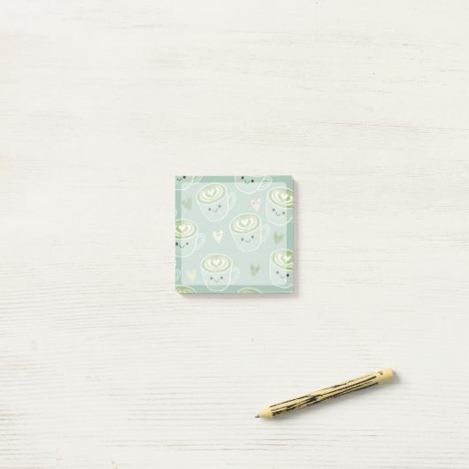 glimlachende matcha latte koppen Post-It Notes (Op bureau)