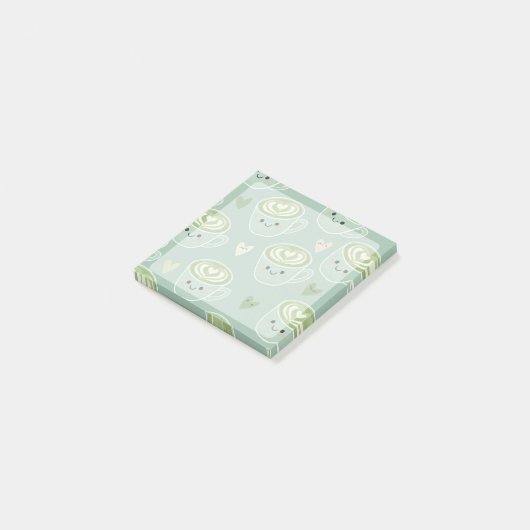 glimlachende matcha latte koppen Post-It Notes (Schuin)