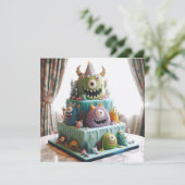 GLIMLACHENDE MONSTERS VERSIERD KINDEREN VERJAARDAG KAART (Staand voorkant)