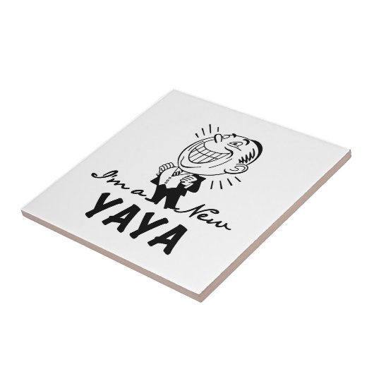 Glimlachende New Yaya Tshirts en geschenken Tegeltje (Zijkant)