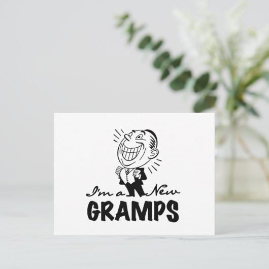 Glimlachende nieuwe Gramps T-shirts en geschenken Briefkaart (Staand voorkant)