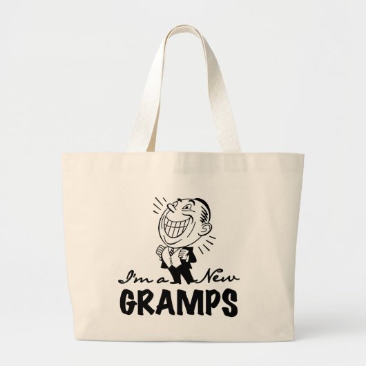 Glimlachende nieuwe Gramps T-shirts en geschenken Grote Tote Bag (Voorkant)
