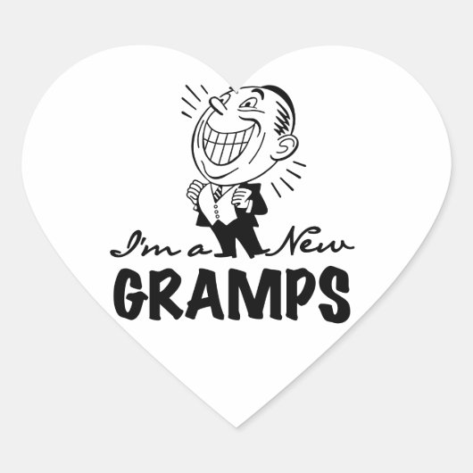 Glimlachende nieuwe Gramps T-shirts en geschenken Hart Sticker (Voorkant)