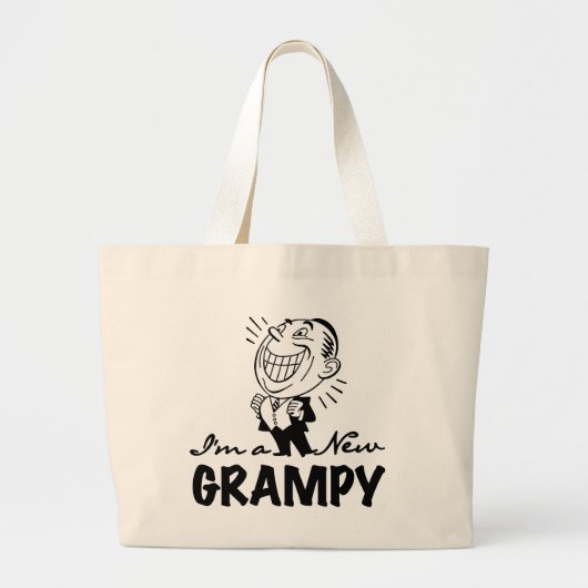 Glimlachende nieuwe Grampy T-shirts en geschenken Grote Tote Bag (Voorkant)