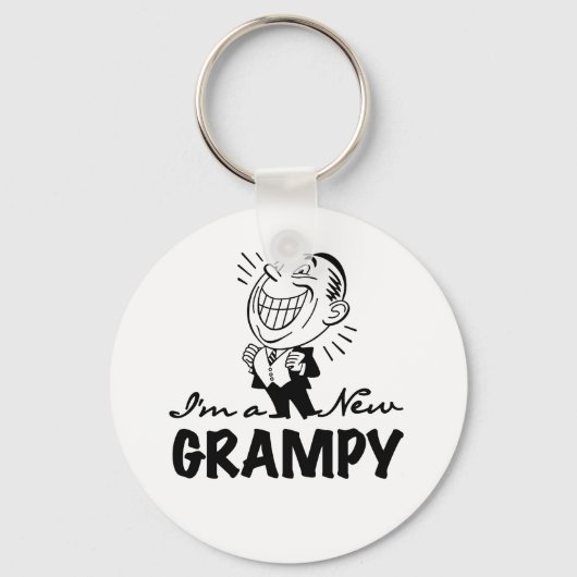 Glimlachende nieuwe Grampy T-shirts en geschenken Sleutelhanger (Voorkant)