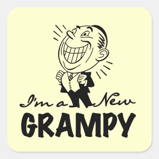 Glimlachende nieuwe Grampy T-shirts en geschenken Vierkante Sticker (Voorkant)