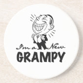 Glimlachende nieuwe Grampy T-shirts en geschenken Zandsteen Onderzetter (Voorkant)