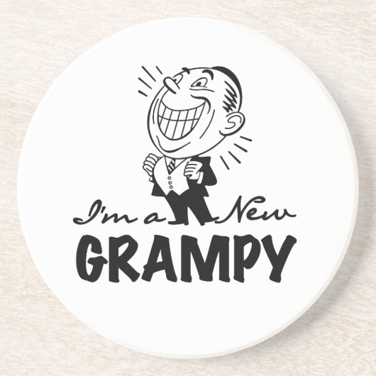 Glimlachende nieuwe Grampy T-shirts en geschenken Zandsteen Onderzetter (Voorkant)