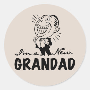 Glimlachende nieuwe Grandad T-shirts en geschenken Ronde Sticker