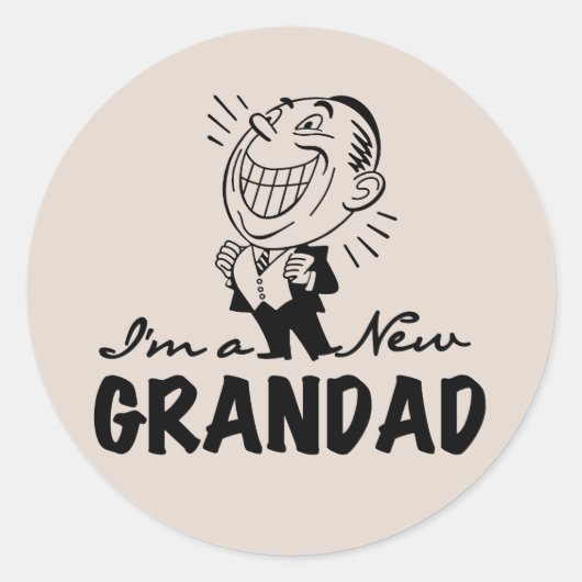 Glimlachende nieuwe Grandad T-shirts en geschenken Ronde Sticker (Voorkant)