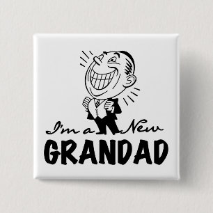 Glimlachende nieuwe Grandad T-shirts en geschenken Vierkante Button 5,1 Cm