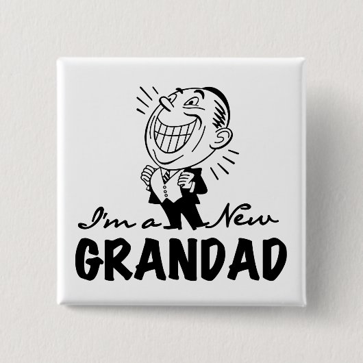 Glimlachende nieuwe Grandad T-shirts en geschenken Vierkante Button 5,1 Cm (Voorkant)