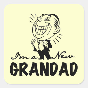 Glimlachende nieuwe Grandad T-shirts en geschenken Vierkante Sticker